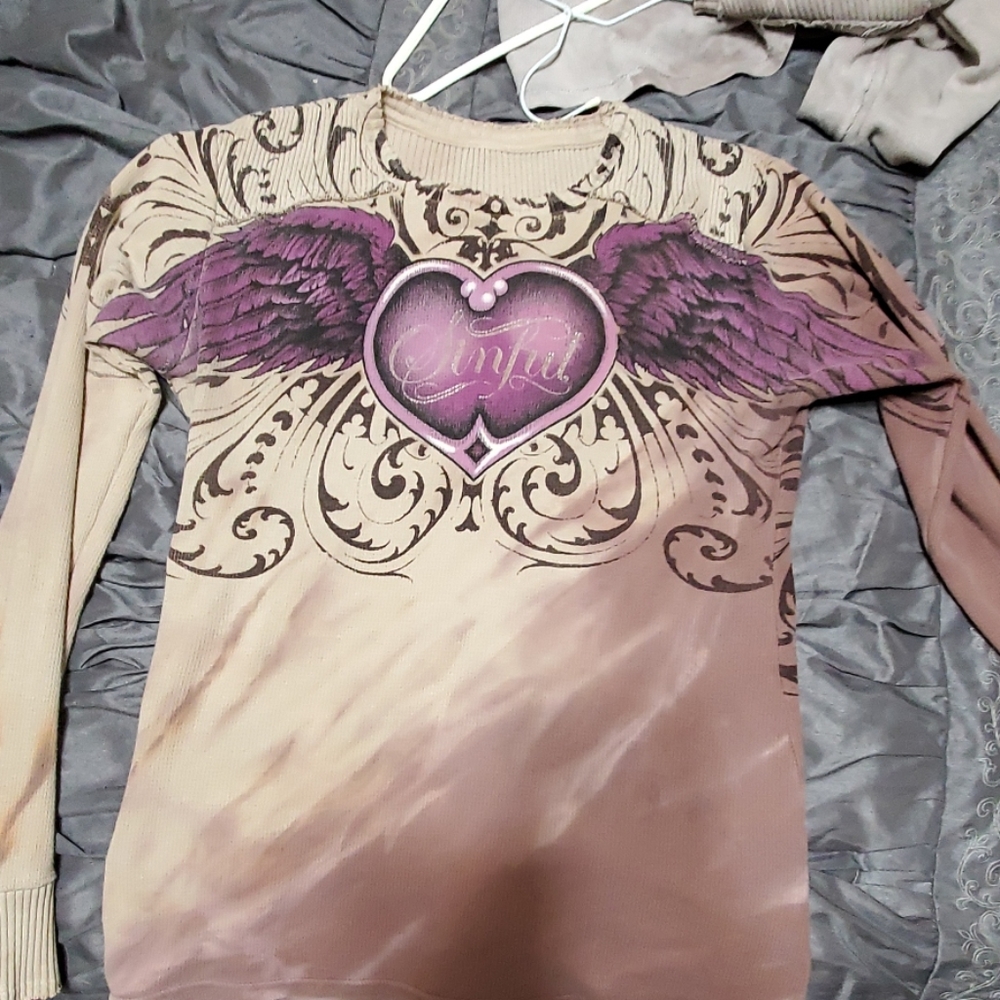 Long Sleeve multi colored Sinful shirt size Large
